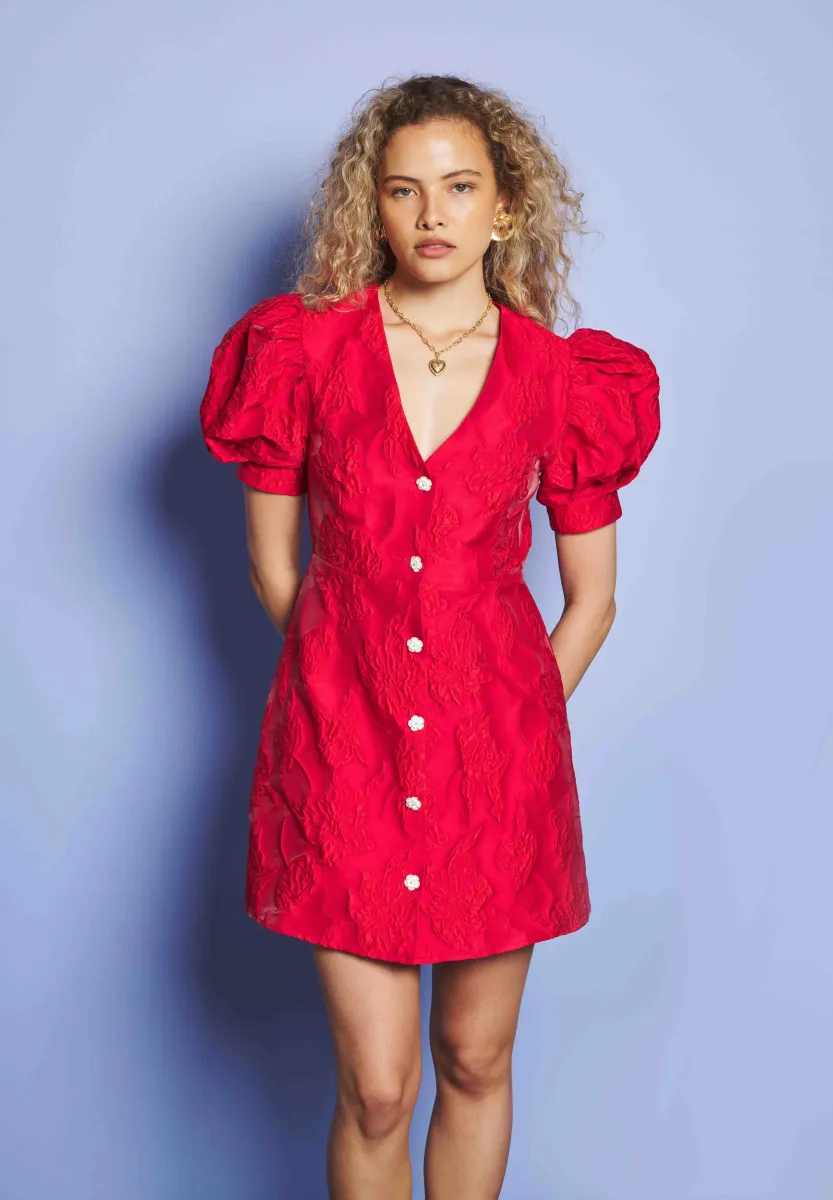 TANSY JACQUARD DRESS - Freizeitkleid - red