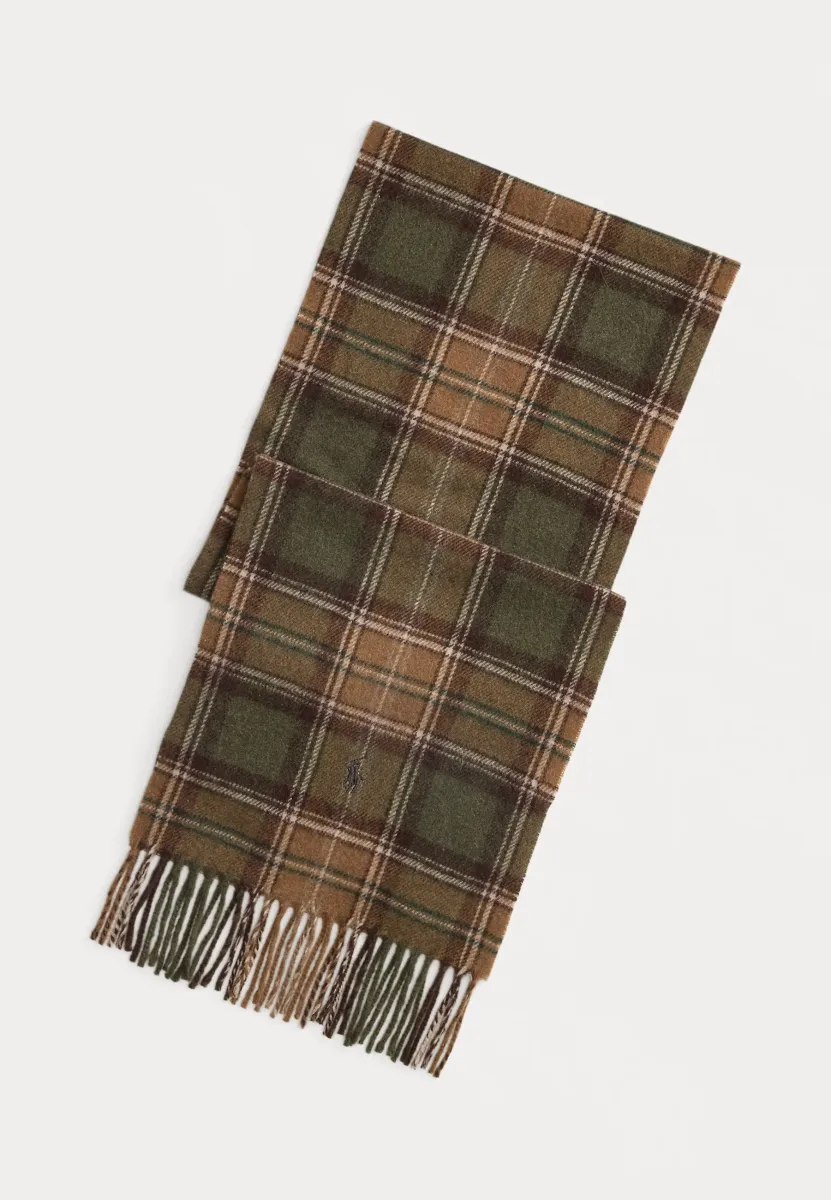 TARTAN FRINGE WOOL SCARF - Schal - brown/multi