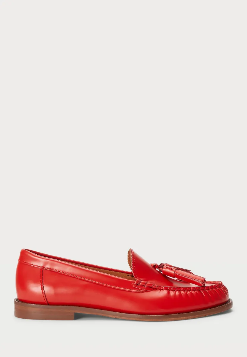 TASSELED LEATHER LOAFER - Slipper - red