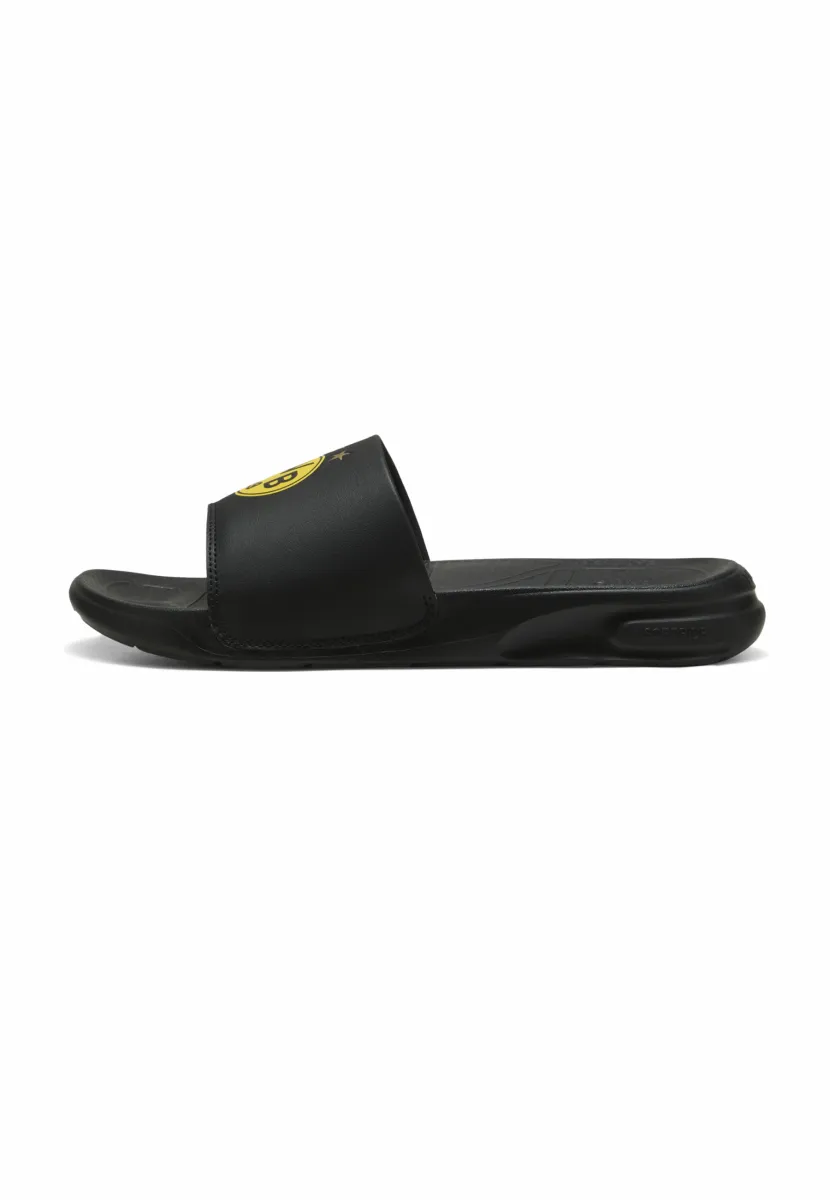 TEAMCAT BVB SLIDES - Pantolette flach - black faster yellow victory gold