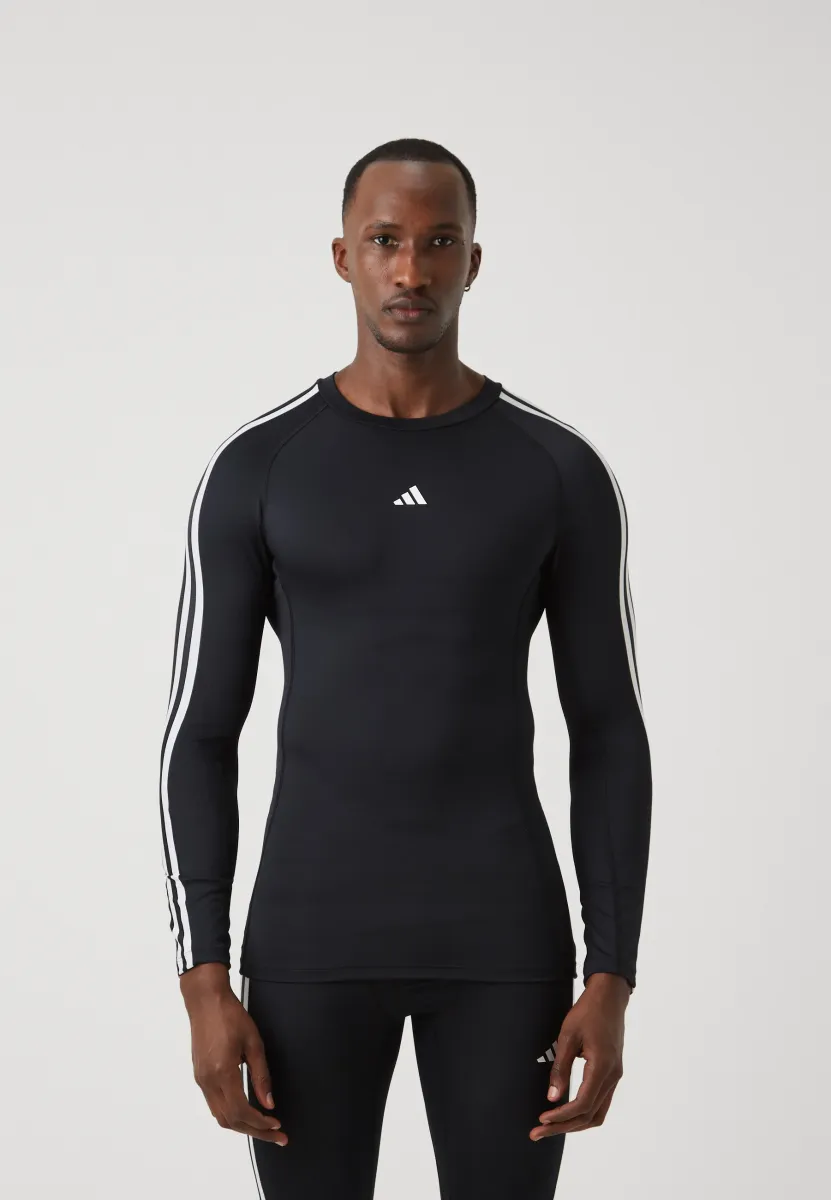 TECHFIT COMPRESSION 3-STRIPES LONG SLEEVE LONG-SLEEVE - Langarmshirt - black