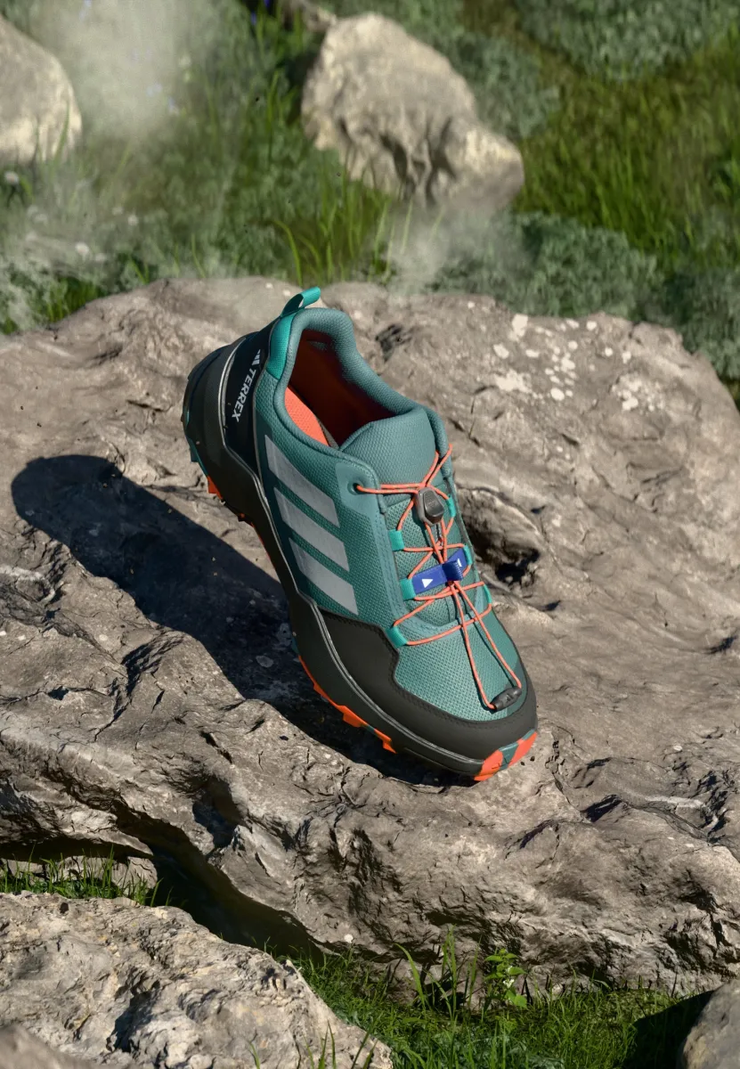 TERREX AX4S UNISEX - Hikingschuh - preloved teal/matte silver-coloured/semi impact orange