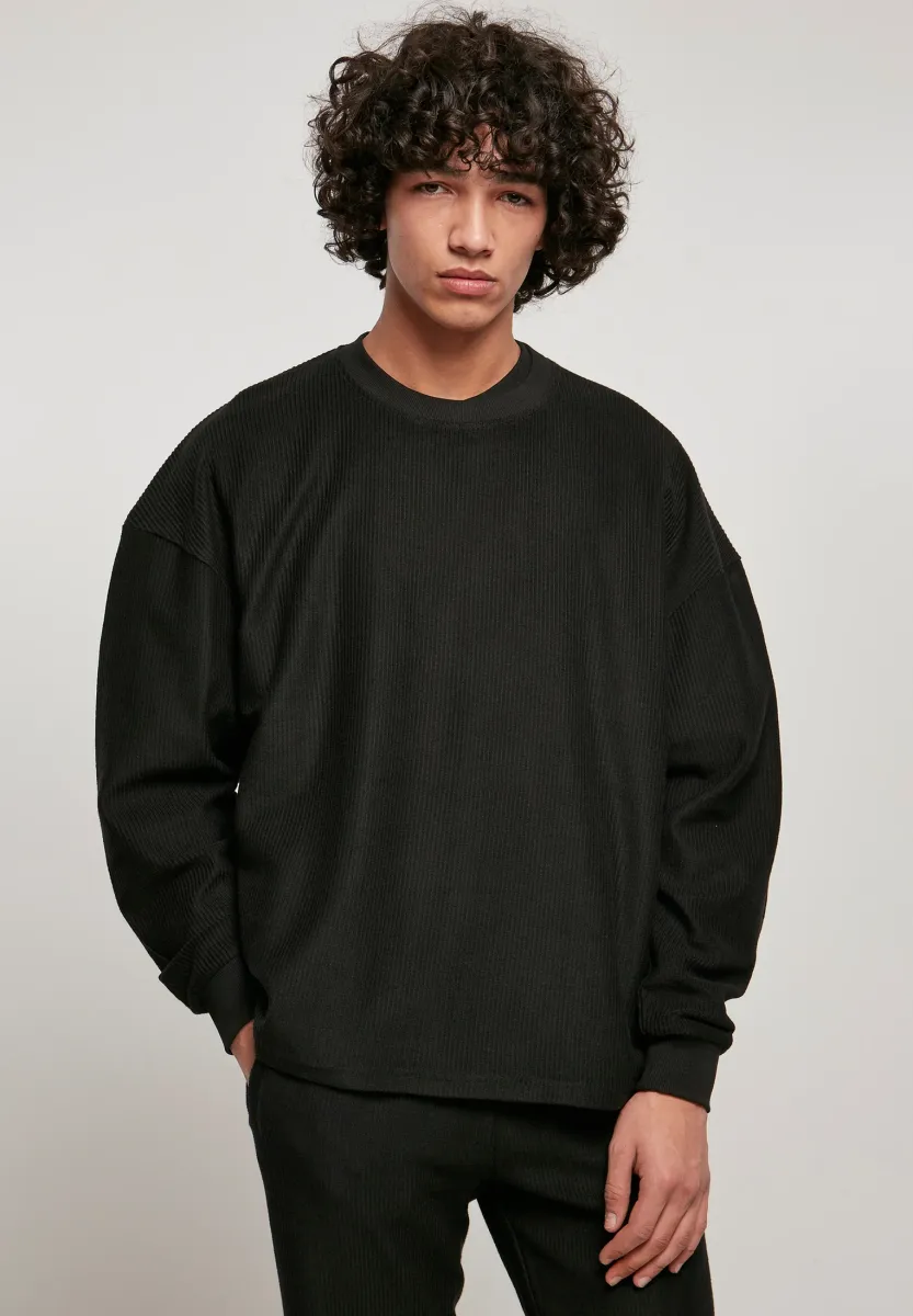 TERRY BOXY - Strickpullover - black