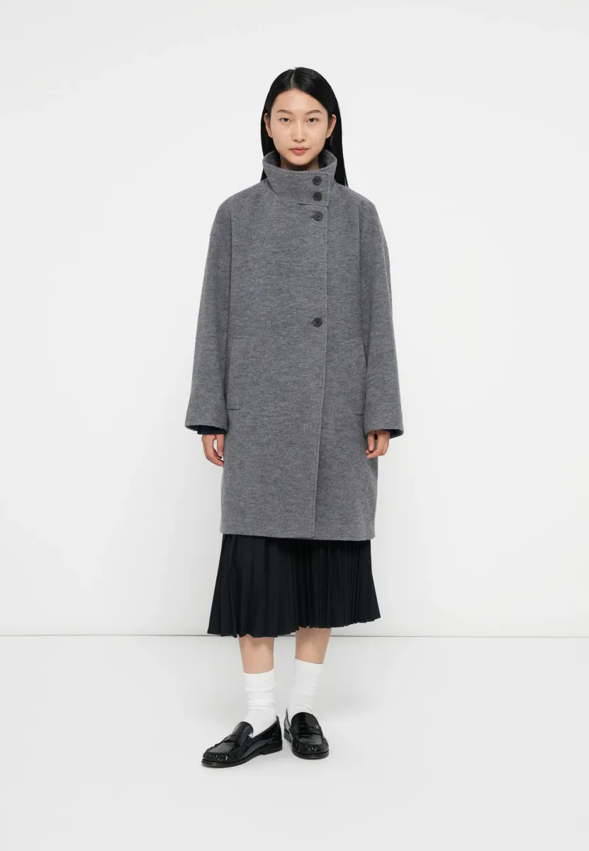 TEXTURE FUNNEL COAT - Klassischer Mantel - mid grey