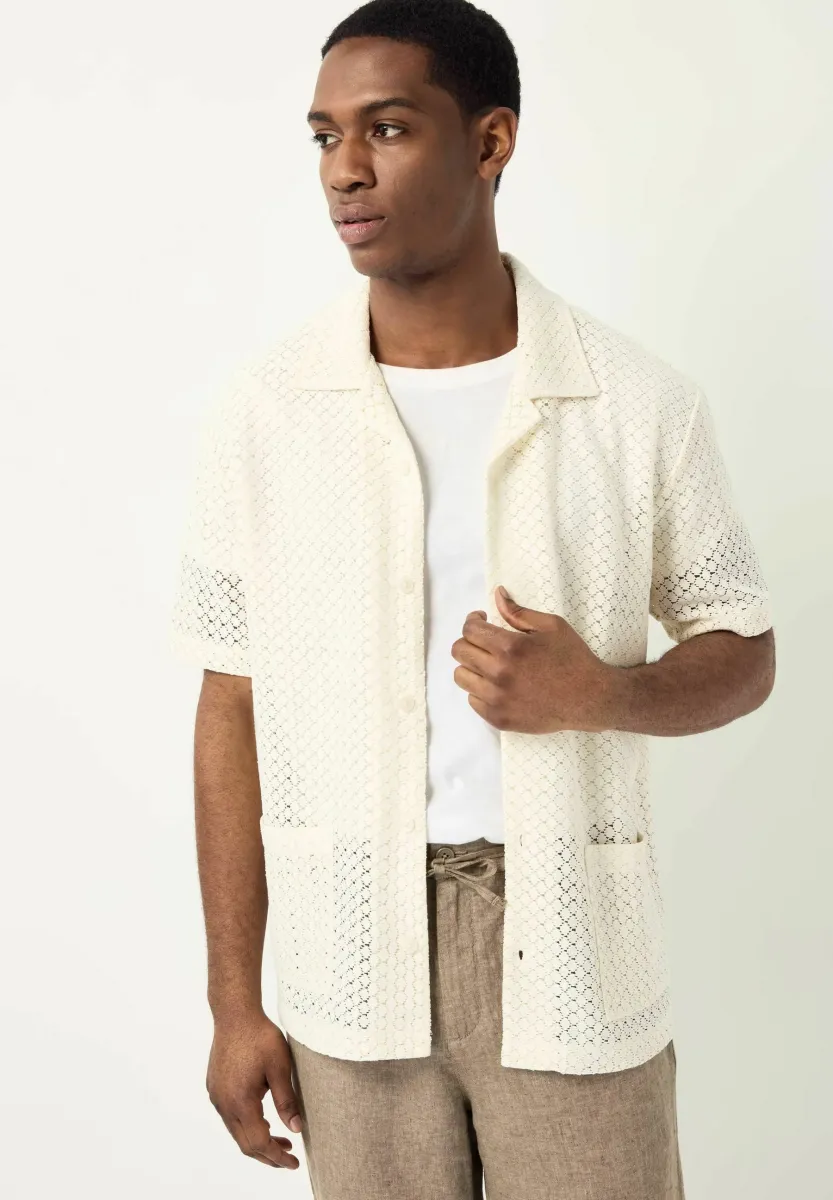 TEXTURED BUTTON THROUGH - Hemd - neutral