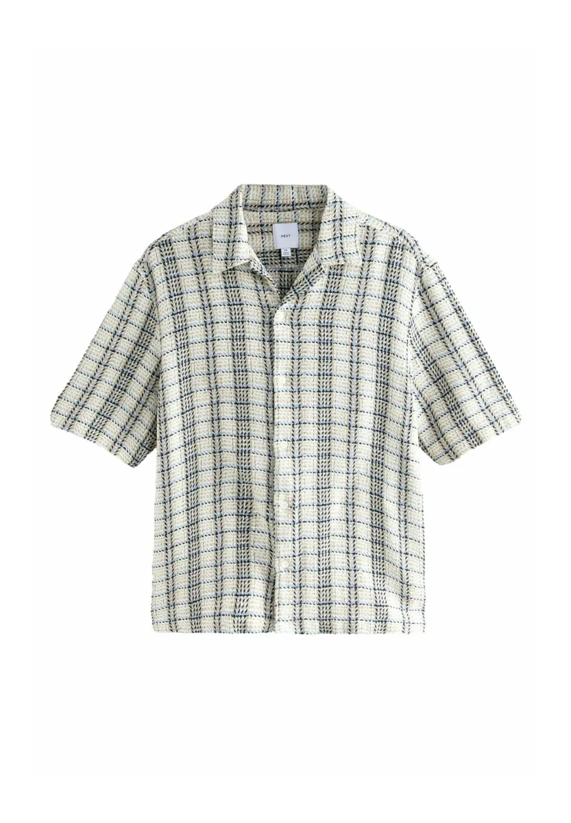 TEXTURED CHECK SHORT SLEEVE  - Hemd - ecru blue