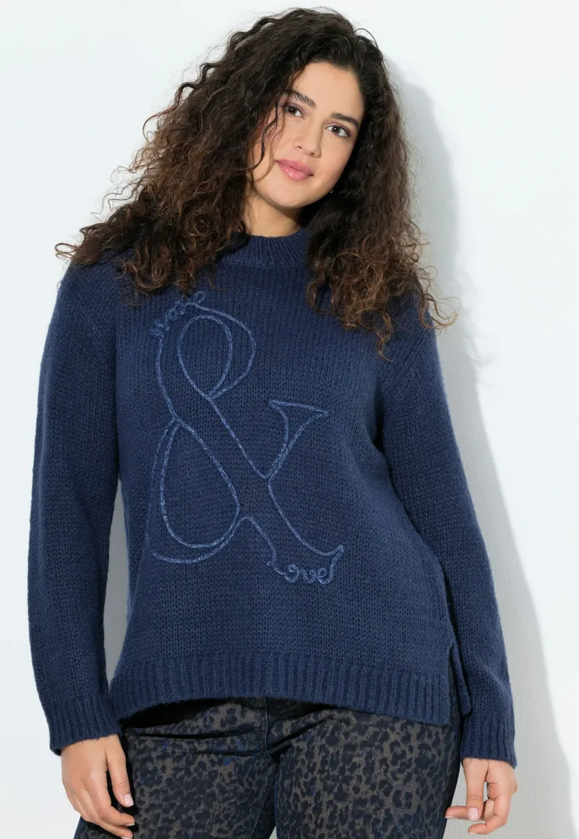 TEXTURED EMBROIDERY SWEATER - Strickpullover - ink blue
