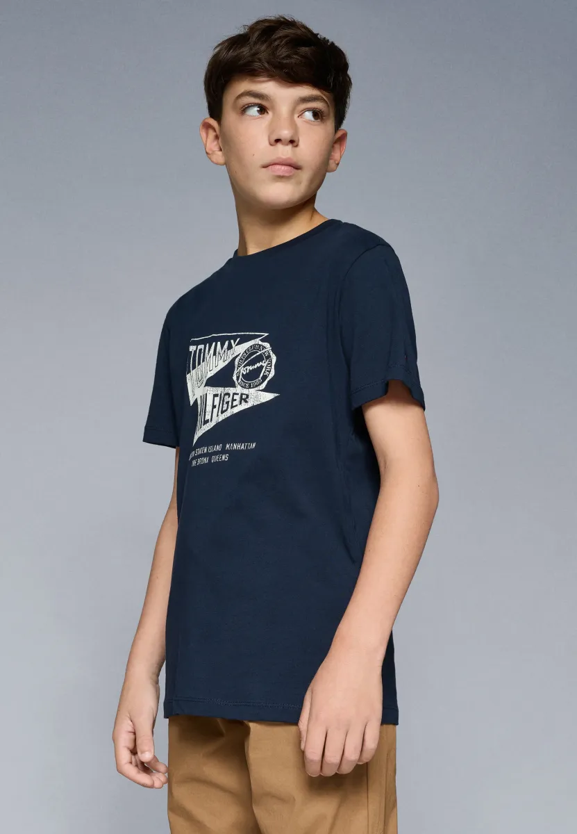 TEXTURED GRAPHIC PRINT TEE - T-Shirt print - dark night navy