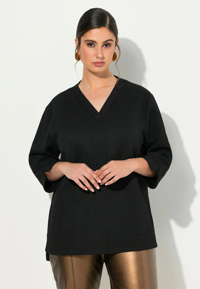 TEXTURED HERRINGBONE - Strickpullover - black