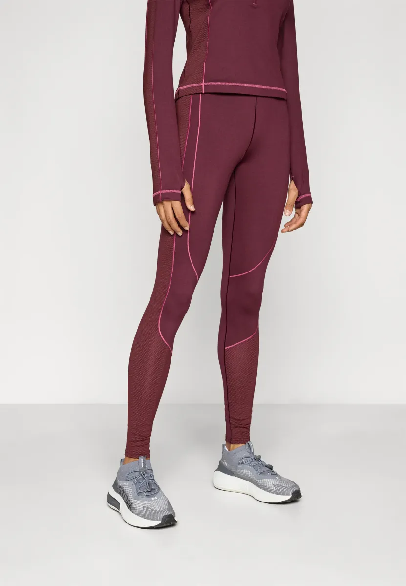 TEXTURED LEGGING - Tights - dark maroon/fuchsia dusk/white