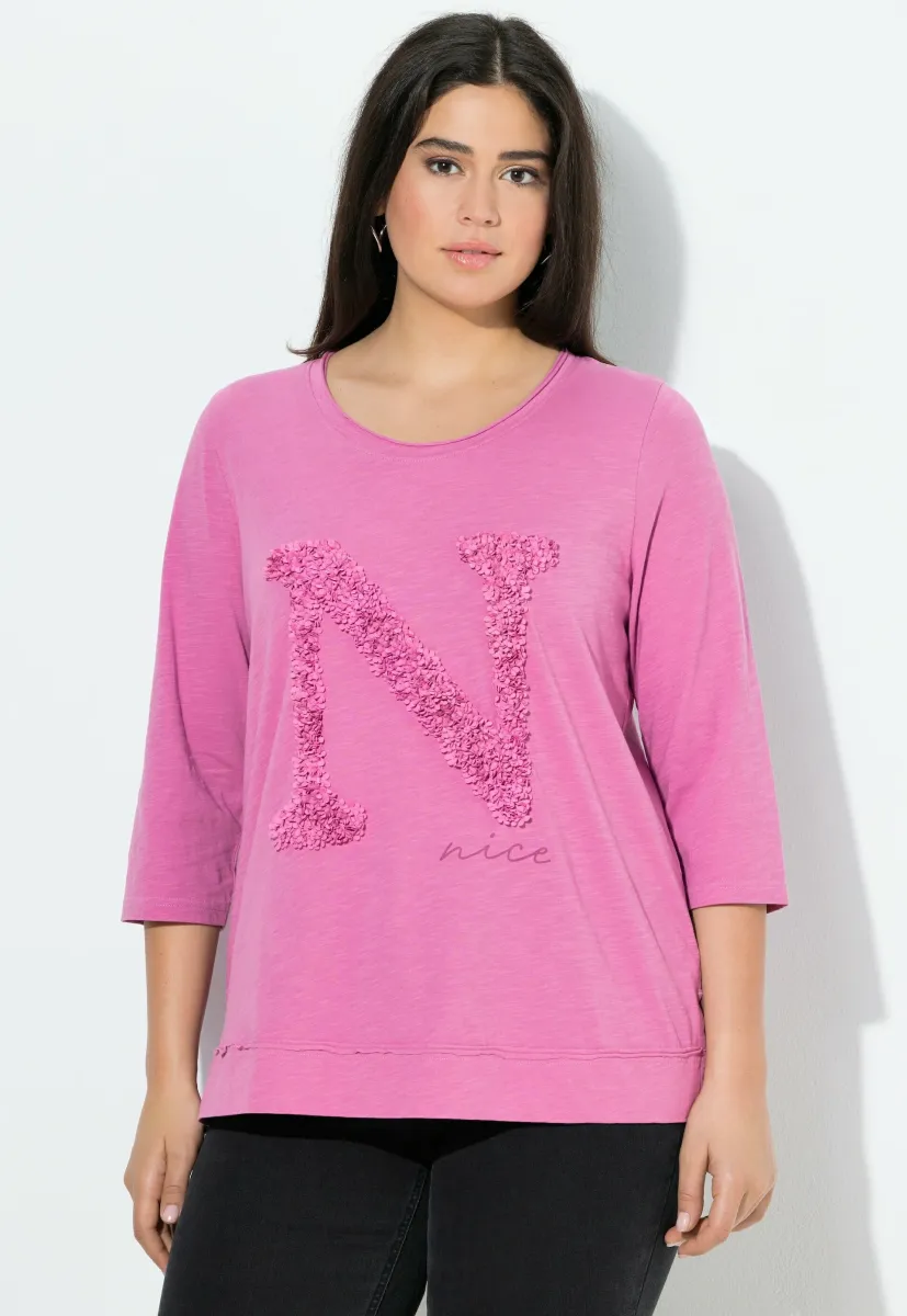 TEXTURED LETTERING 3/4 SLEEVE  - Langarmshirt - dark pink