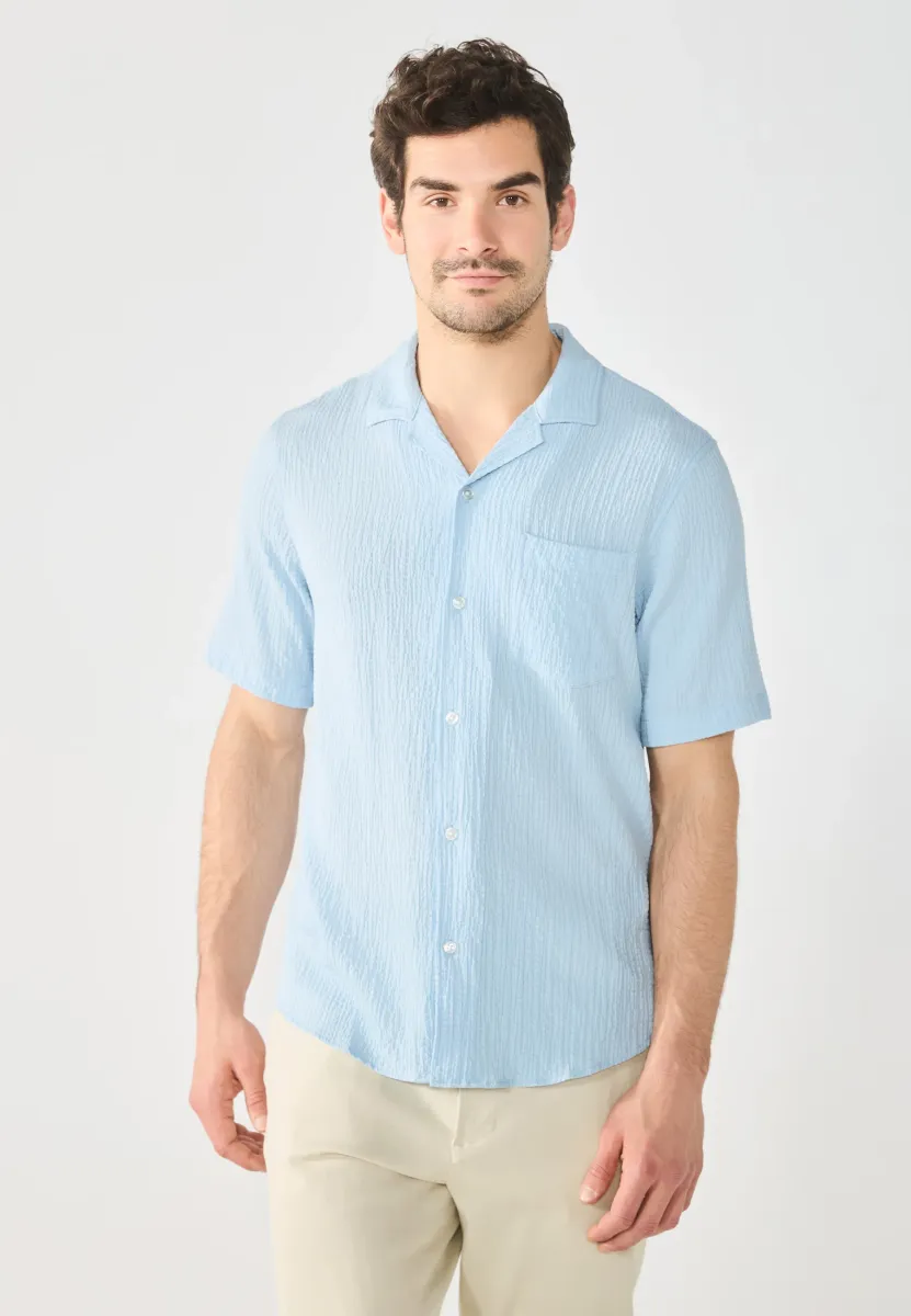TEXTURED SHORT SLEEVE - Hemd - chambray blue