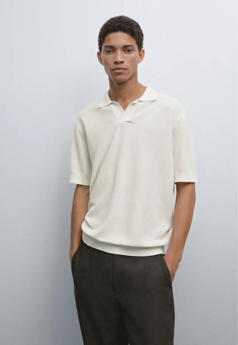 TEXTURED SHORT SLEEVE  - Poloshirt - mottled beige