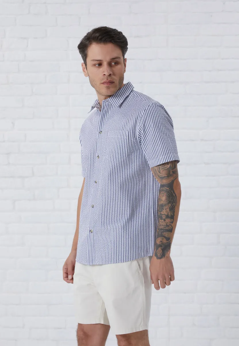 TEXTURED STRIPE - Hemd - dark blue/white