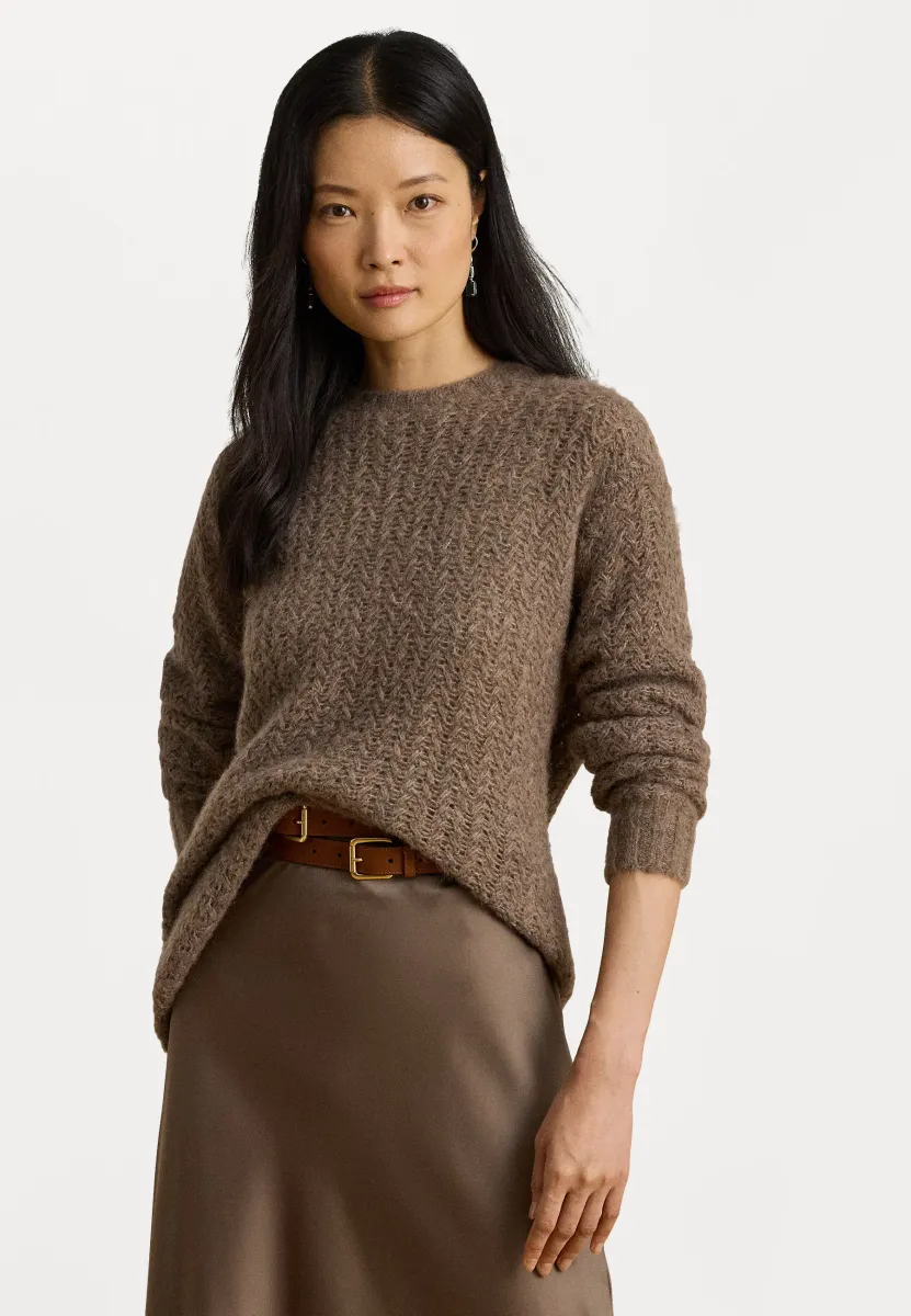 Textured Wool-Blend OversizeTK! Sweater - Strickpullover - taupe brown heather