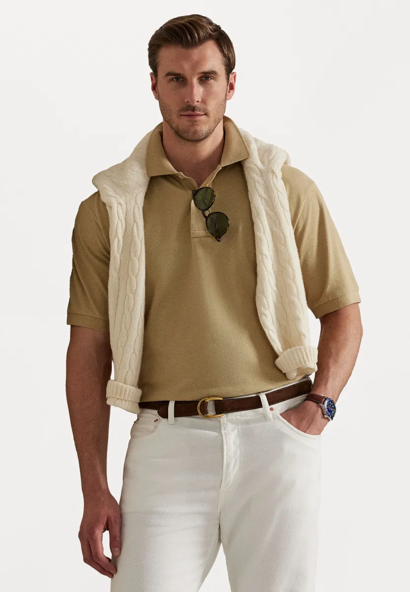 THE ICONIC MESH POLO SHIRT - Poloshirt - coastal beige