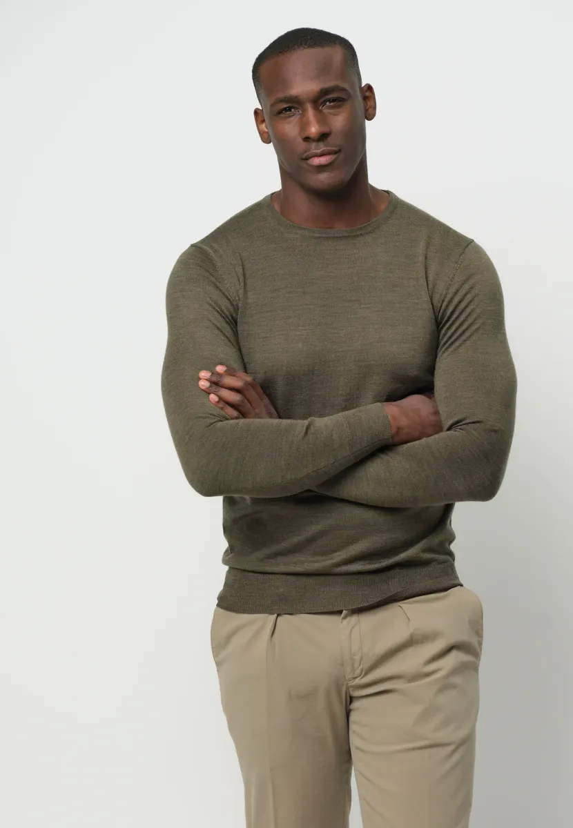 THE MERINO CREW-NECK - Strickpullover - dark green