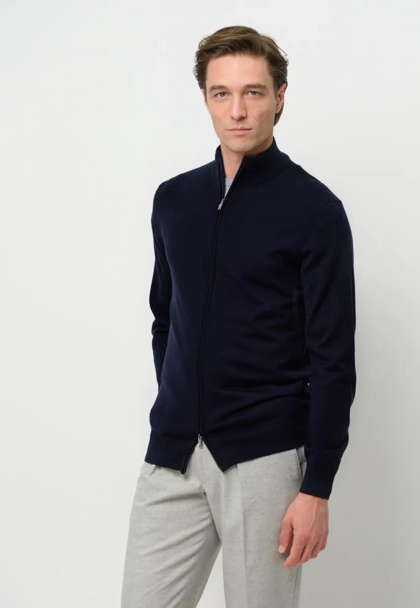 THE MERINO FULL ZIP - Strickjacke - navy