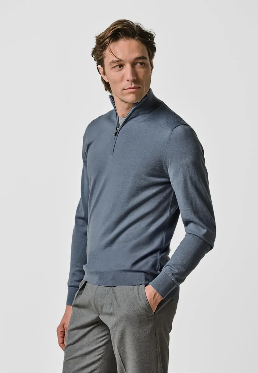 THE MERINO HALF ZIP - Strickpullover - blue