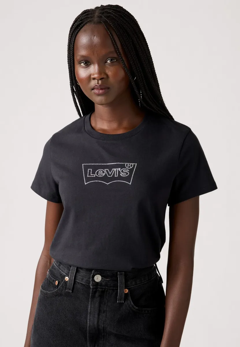 THE PERFECT TEE - T-Shirt print - batwing iridescent rhinestone n anthracite