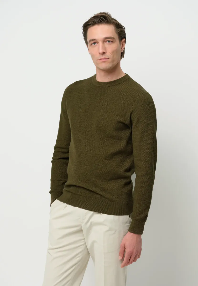 THE STRUCTURE BASIC CREW - Strickpullover - dark green