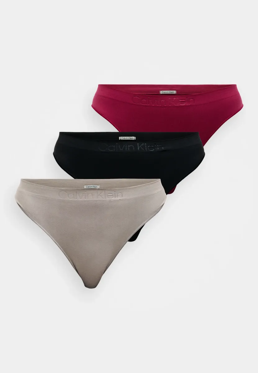 THONG 3 PACK - String - black/mink/beet red
