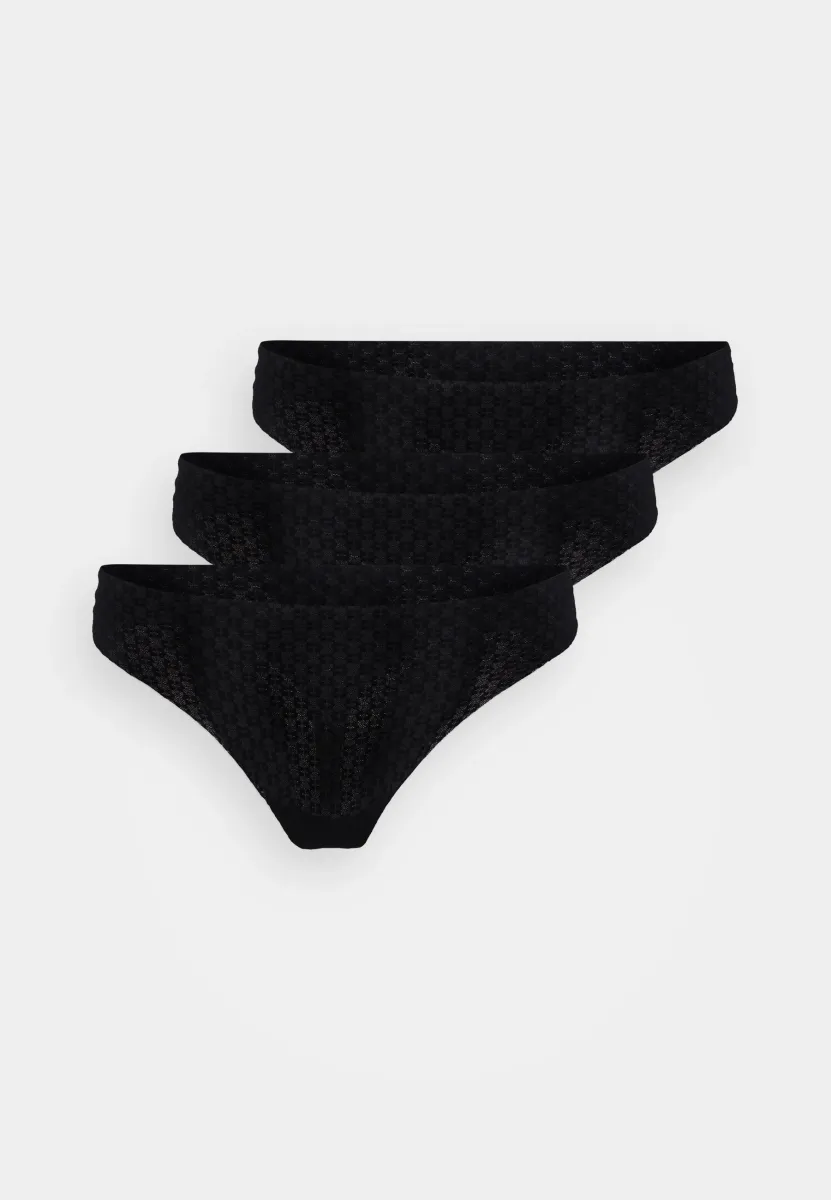 THONG NO SHOW SOLID 3 PACK - String - black