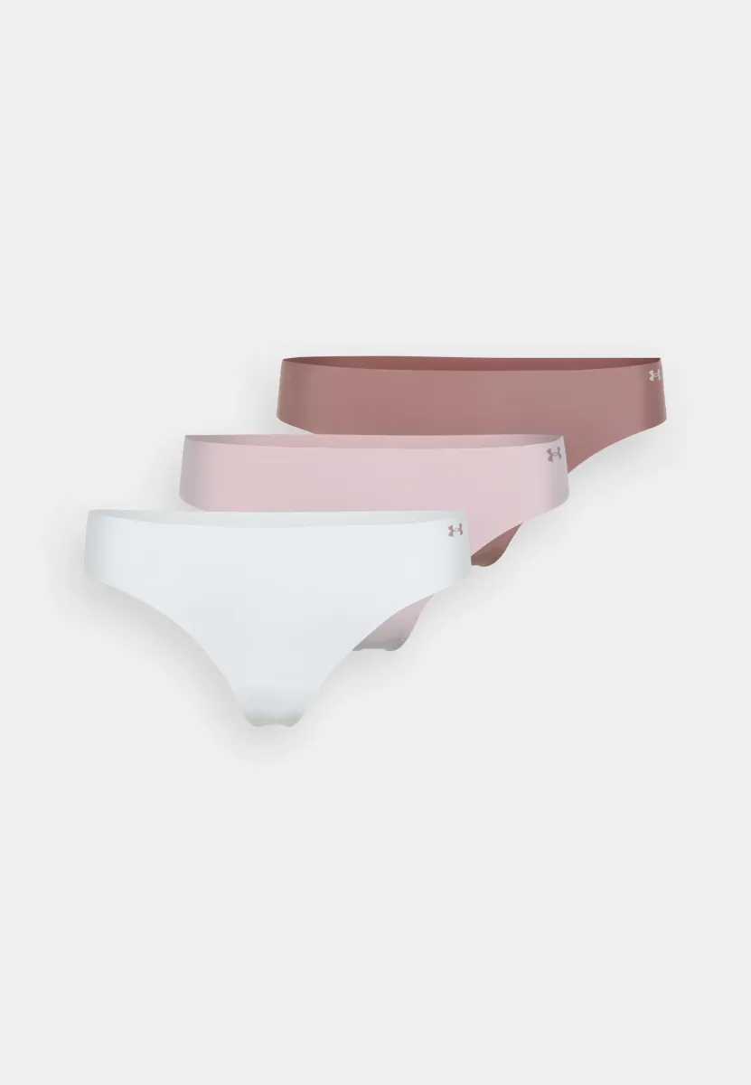 THONG PURE NO SHOW SOLID 3 PACK - String - halo gray/tourmaline pink/maroon mist