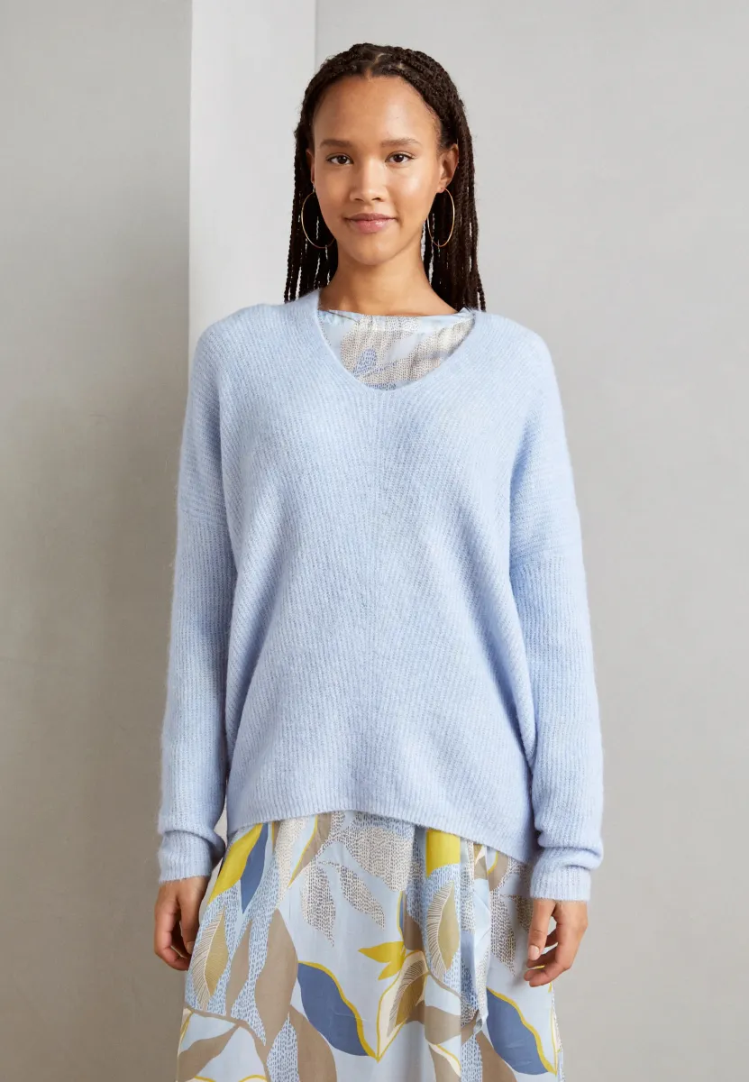 THORA V-NECK - Strickpullover - cashmere blue
