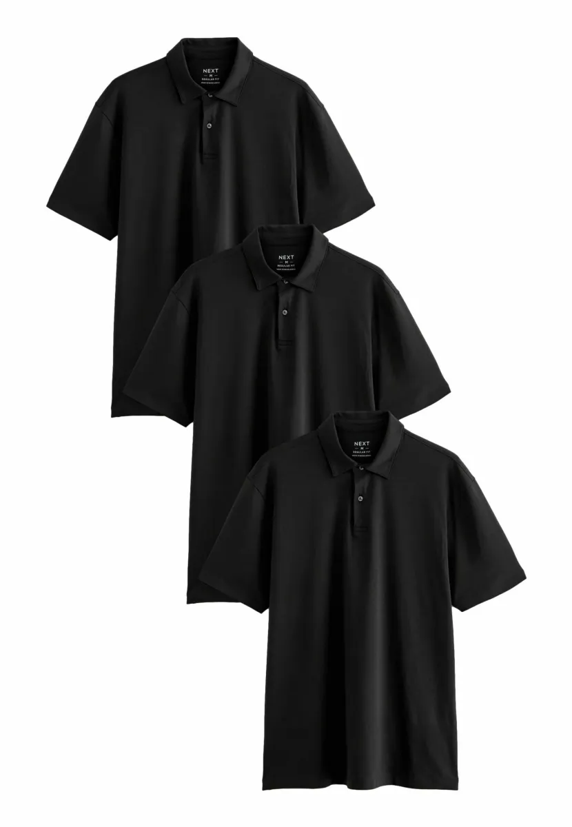 THREE PACK - Poloshirt - black