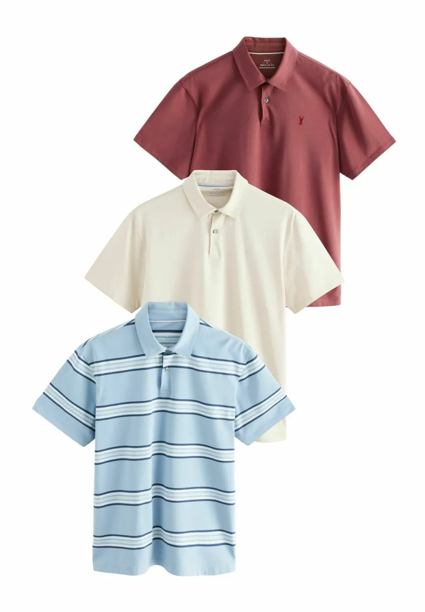 THREE PACK - Poloshirt - blue stripe ecru red