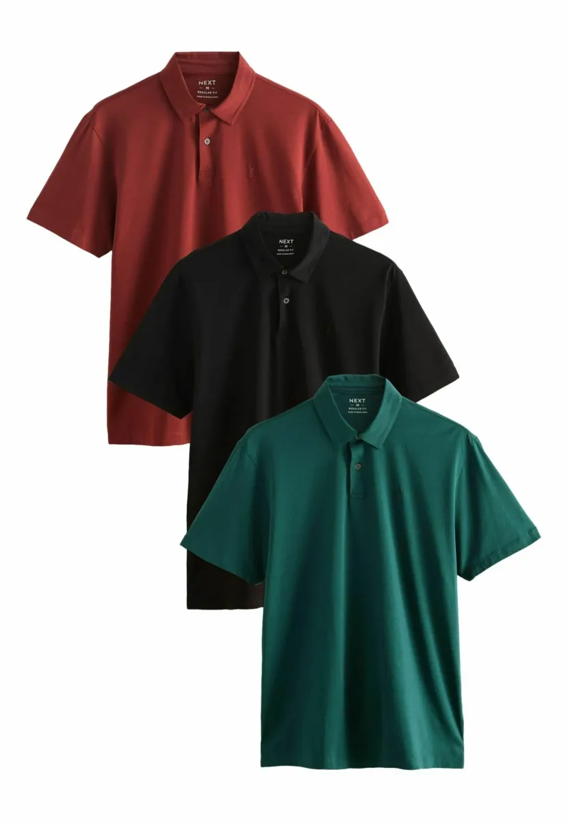 THREE PACK - Poloshirt - teal blue black rust red