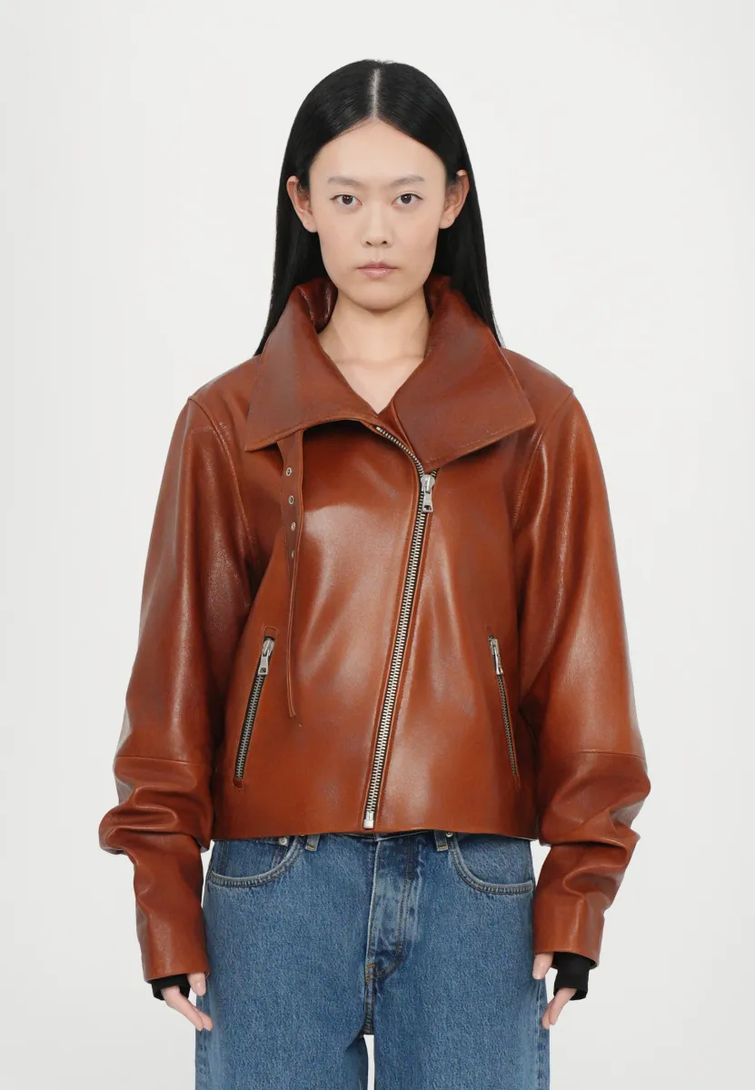 TIBBY JACKET - Lederjacke - washed red