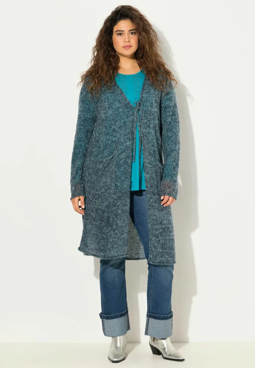 TIE FRONT LONG SLEEVE - Strickjacke - teal