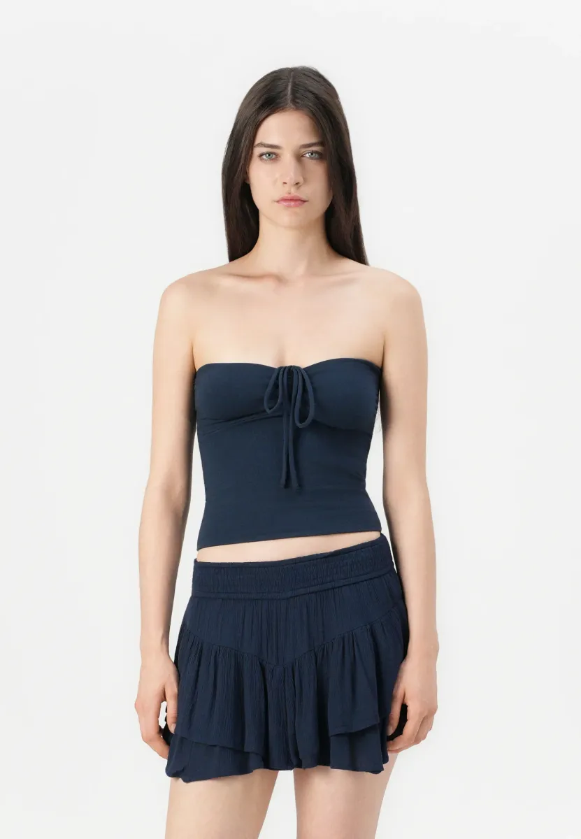 TIE FRONT TUBE - Top - dark blue