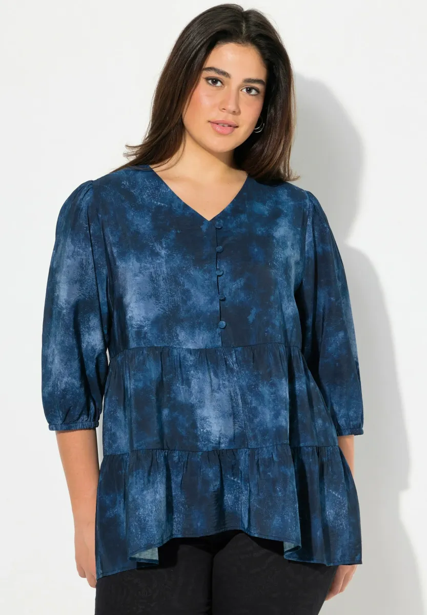TIERED TIE-DYE - Bluse - navy blue