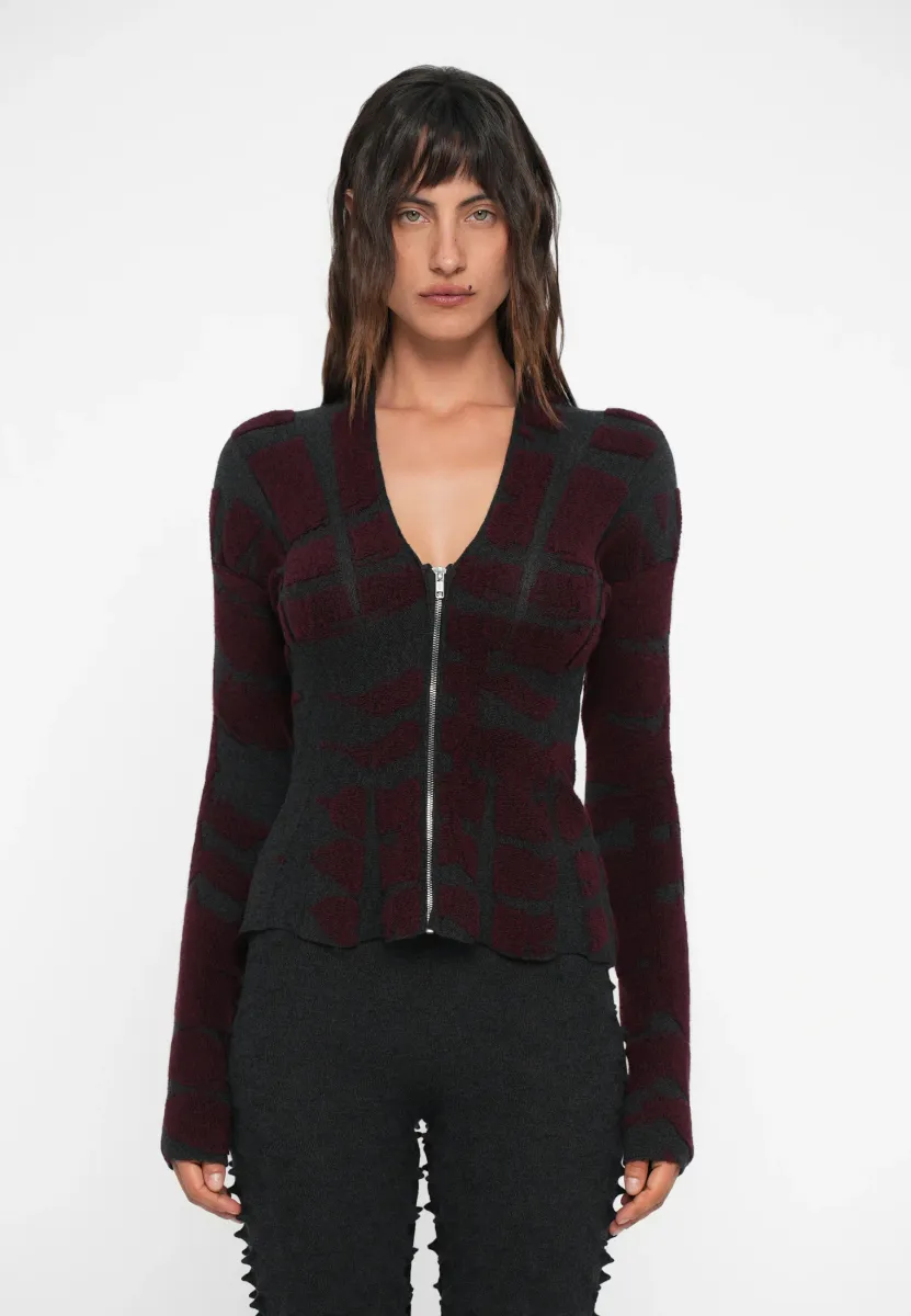 TIGERS EYE SLASH JACKET - Blazer - grey/bordeaux