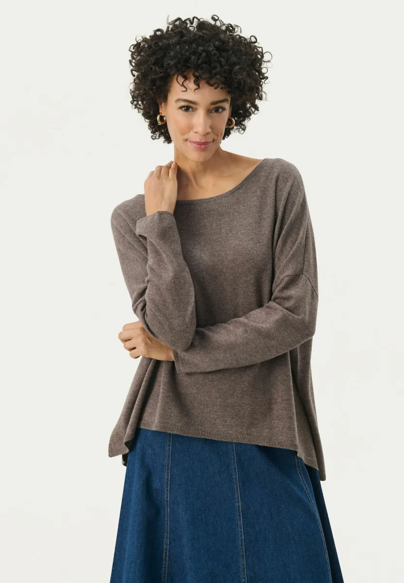 TILA - Strickpullover - dark mink melange
