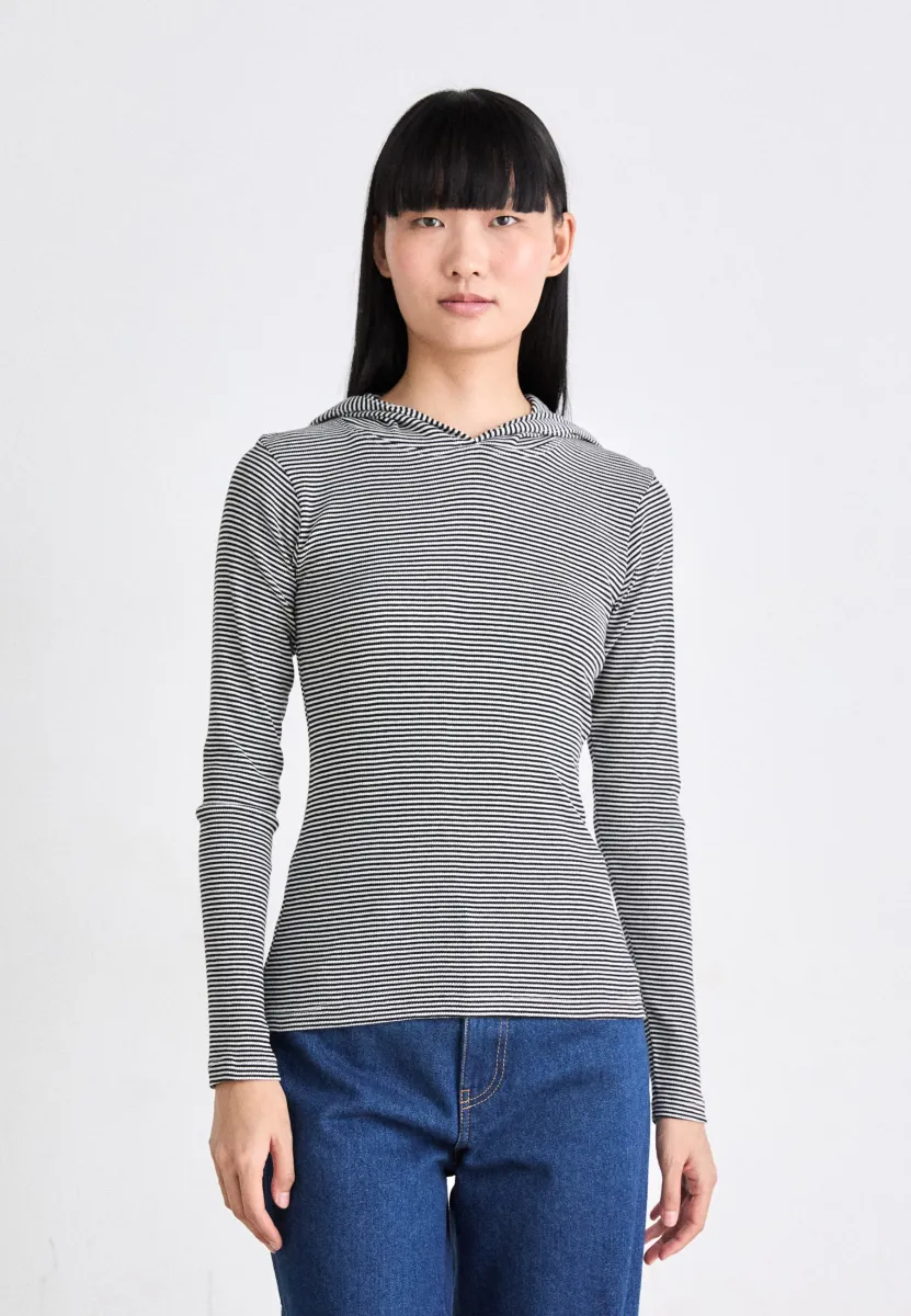 TILLA HOOD - Strickpullover - black/vanilla ice