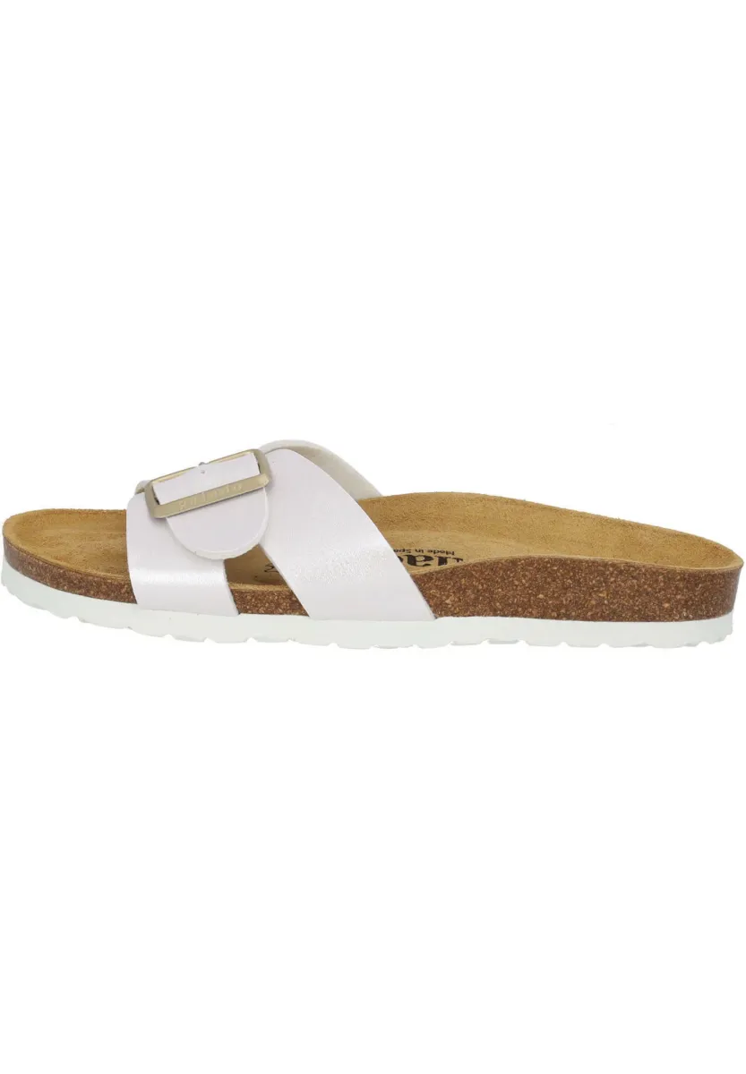 TINOS - Pantolette flach - weiß metallic