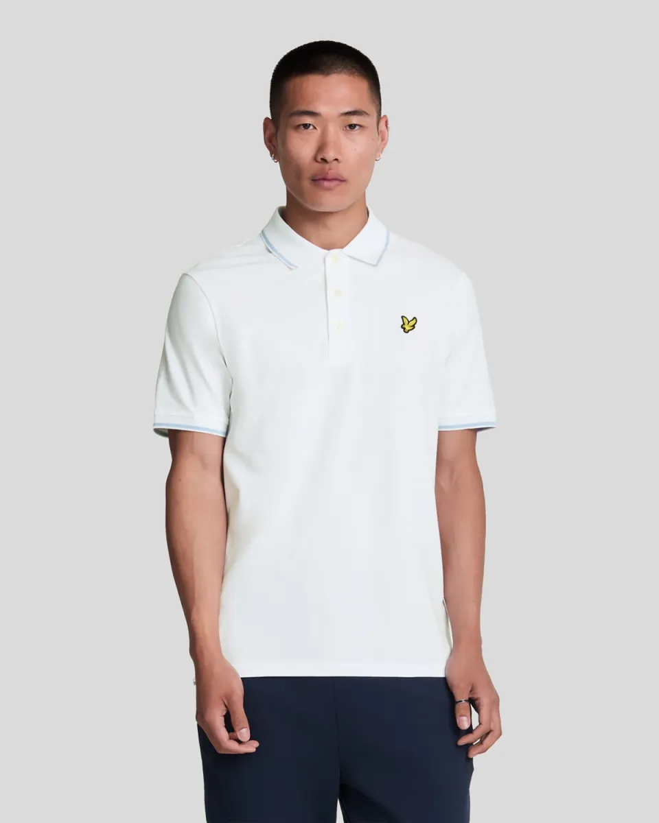 TIPPED - Poloshirt - white/light blue