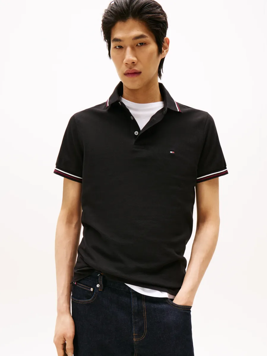 TIPPED SLIM FIT  - Poloshirt - black