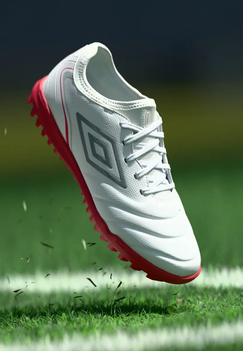 TOCCO V TEAM TF - Fußballschuhe für festen Untergrund - white/silver-coloured/equestrian red