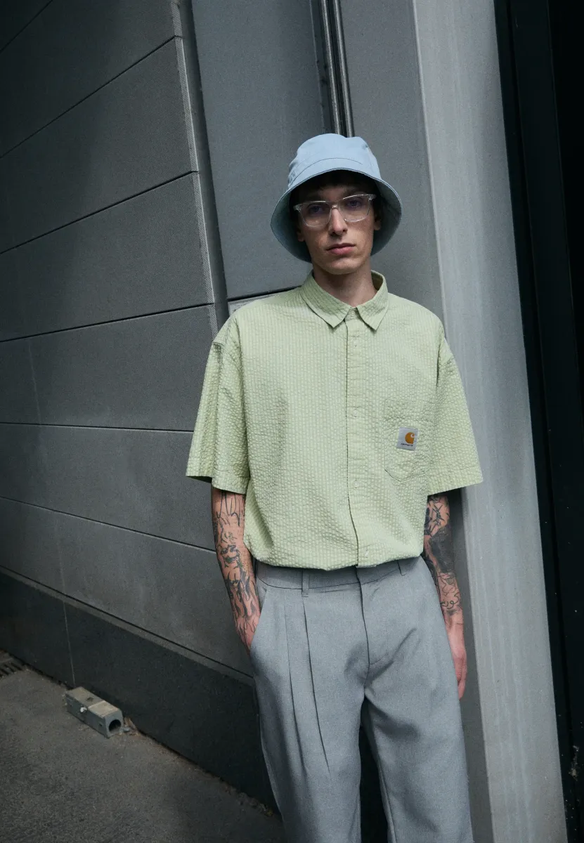 TOLAND SEERSUCKER - Hemd - pale olive