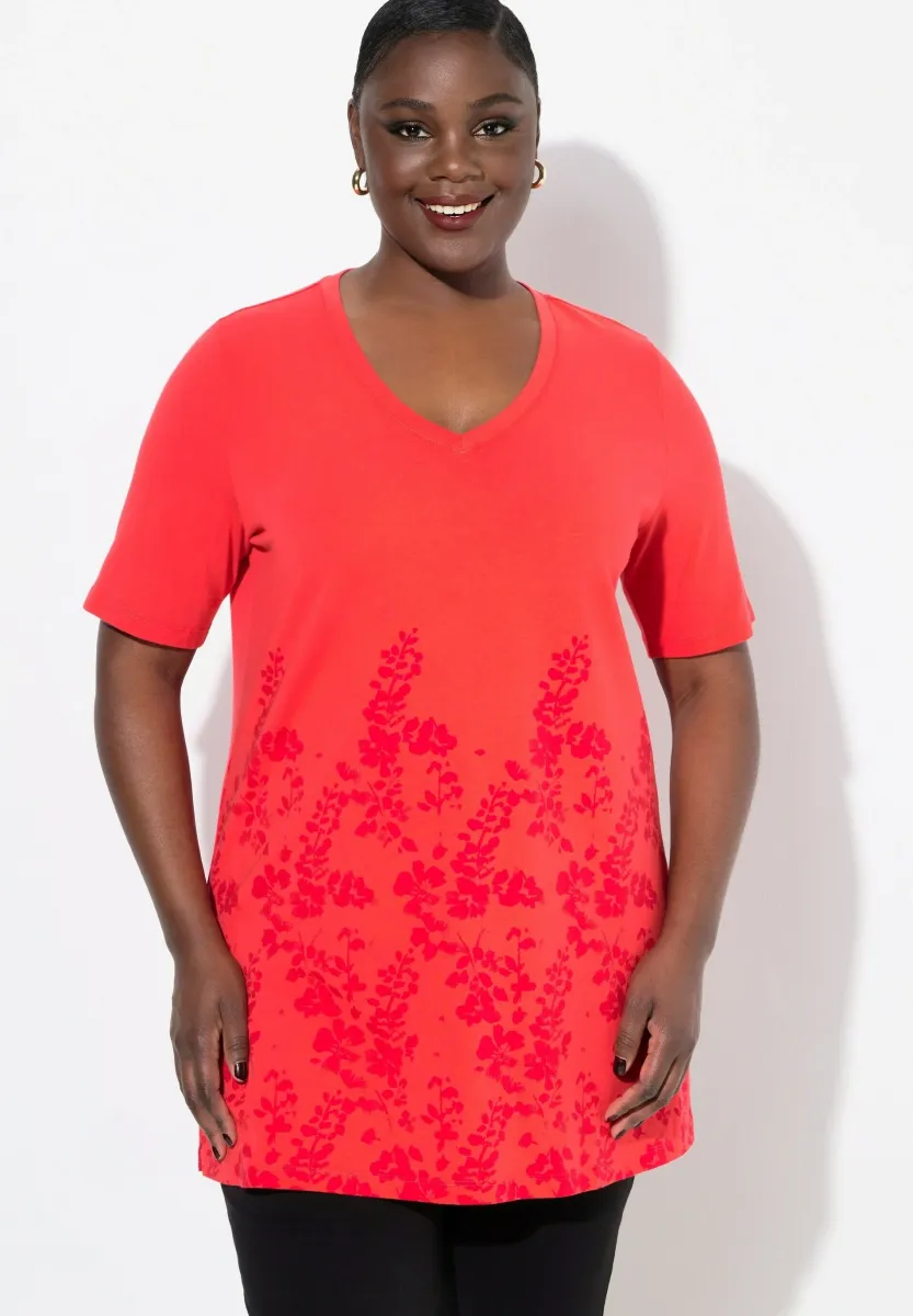 TONAL PLACEMENT SHORT SLEEVE V-NECK  - T-Shirt print - light red