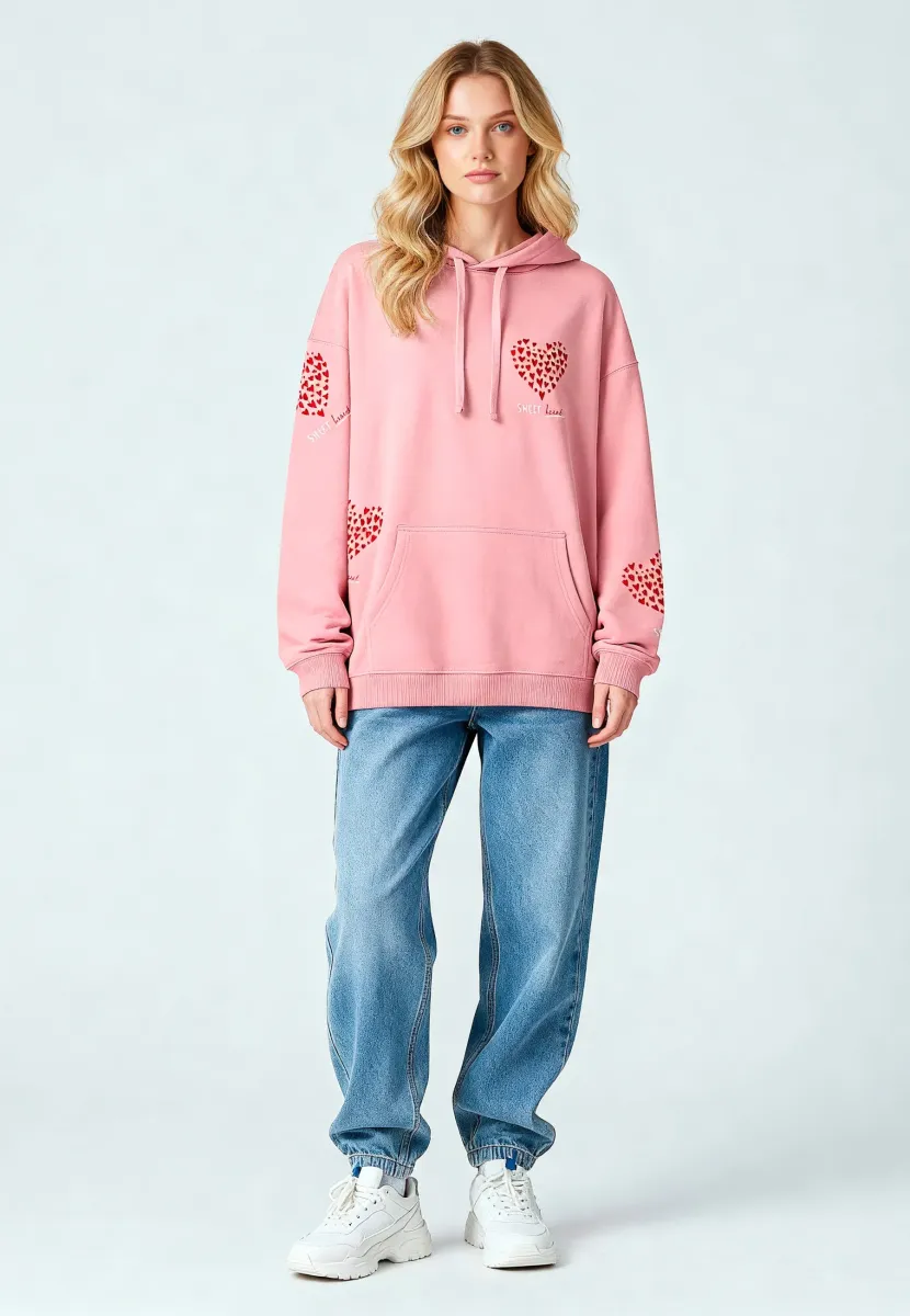 TOO SWEET PRINT OVERSIZED - Kapuzenpullover - pink