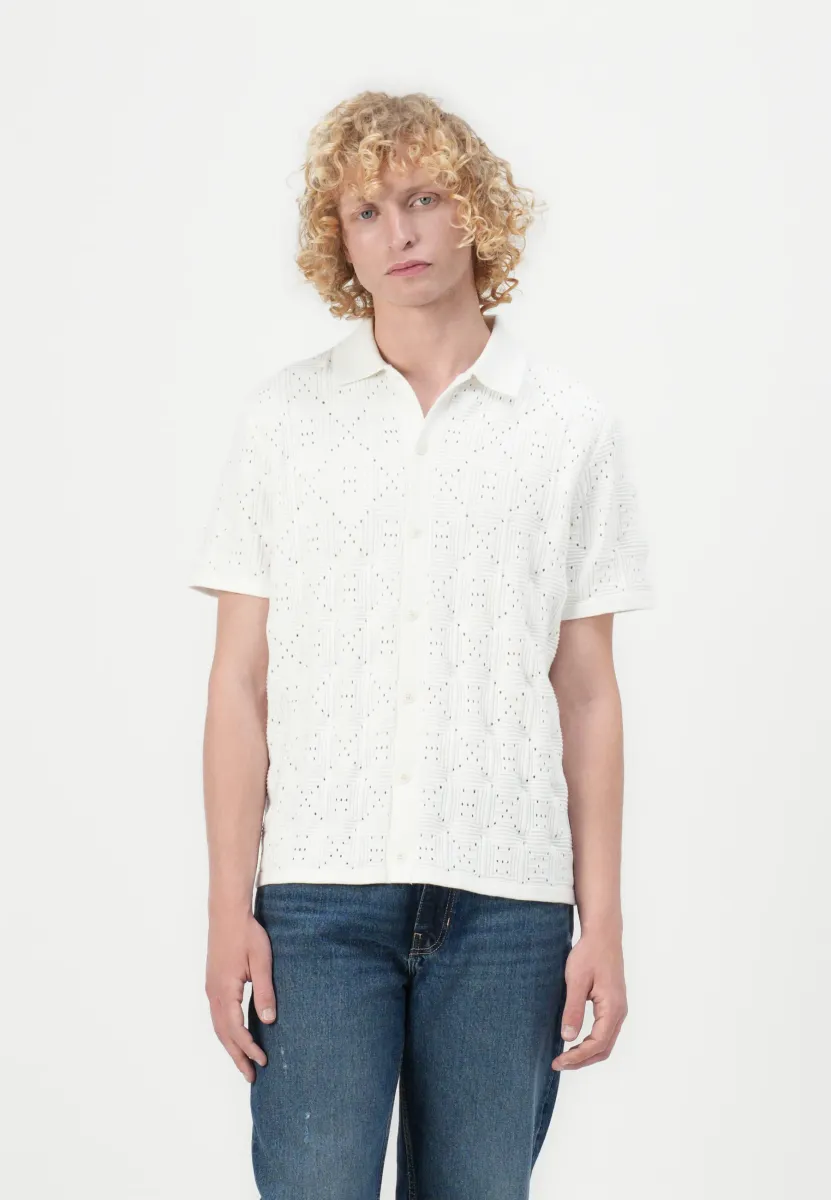 TOPANGA POINTELLE BUTTON - Hemd - salt white