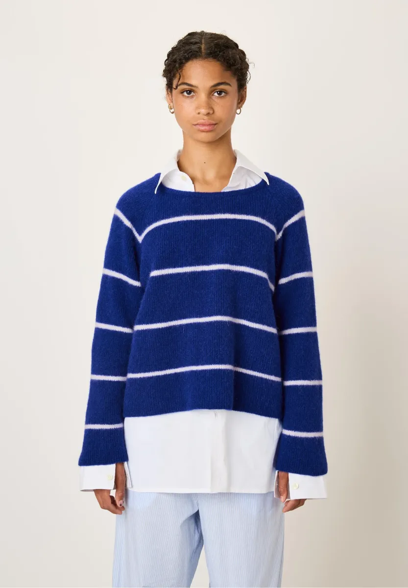 TOW - Strickpullover - bleu royal rayures blanches