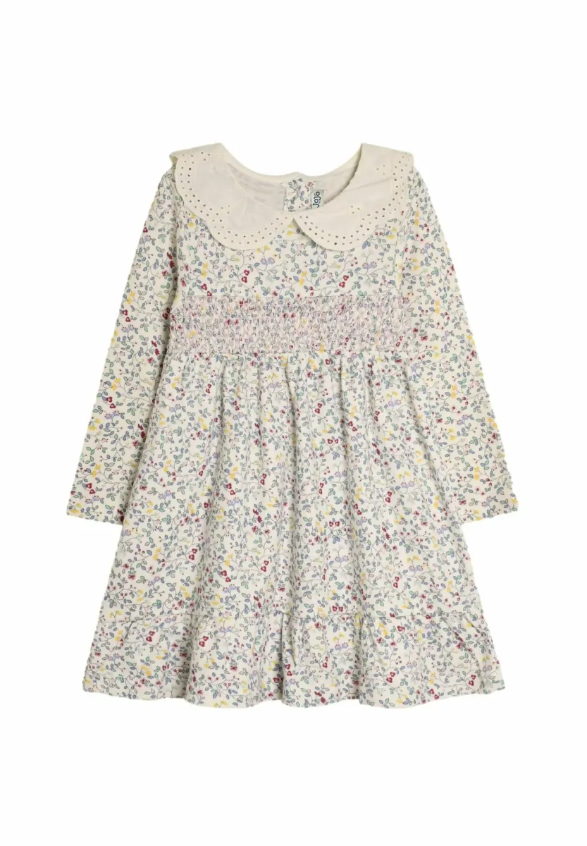TRAILING FLORAL SMOCKED BRODERIE COLLAR-REGULAR FIT - Blusenkleid - cream