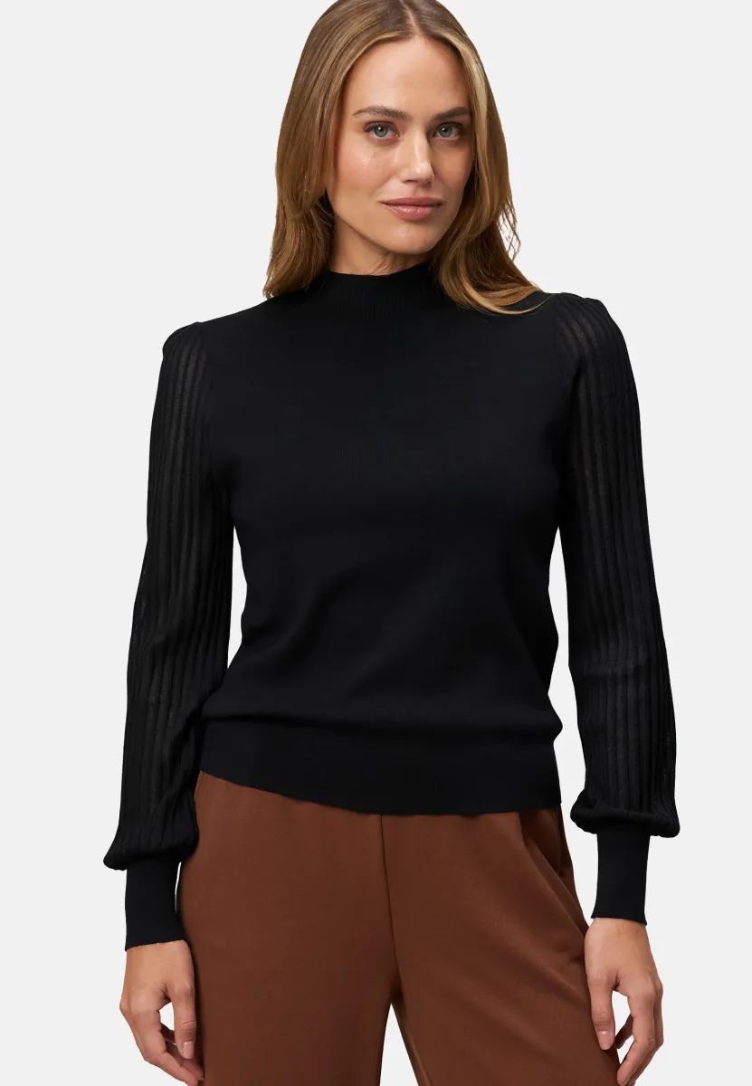 TRANSPARENTE ÄRMEL - Strickpullover - black beauty